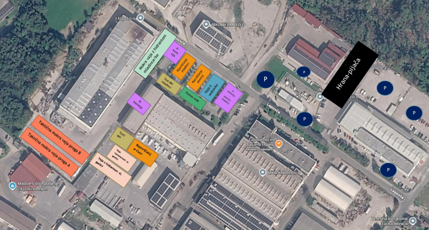 Zemljevid prizorisca Tekmovanje Regije Ljubljana II 2026